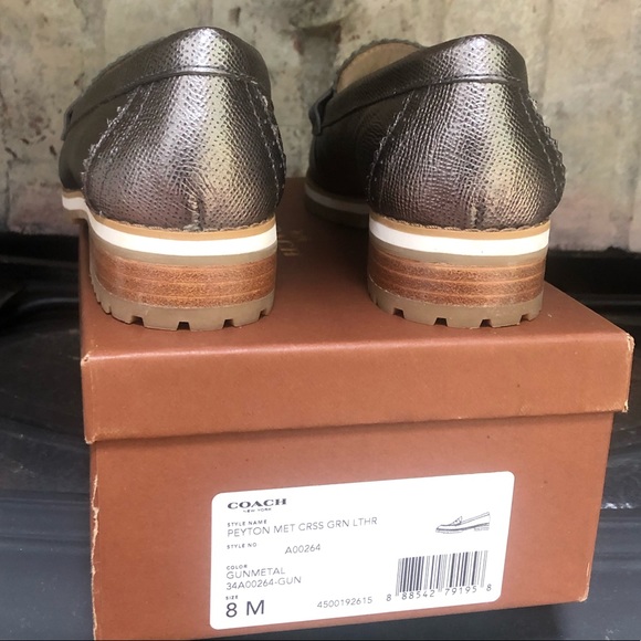 Coach Peyton Gunmetal Loafers Leather Worn Once 8 in box - Picture 4 of 5